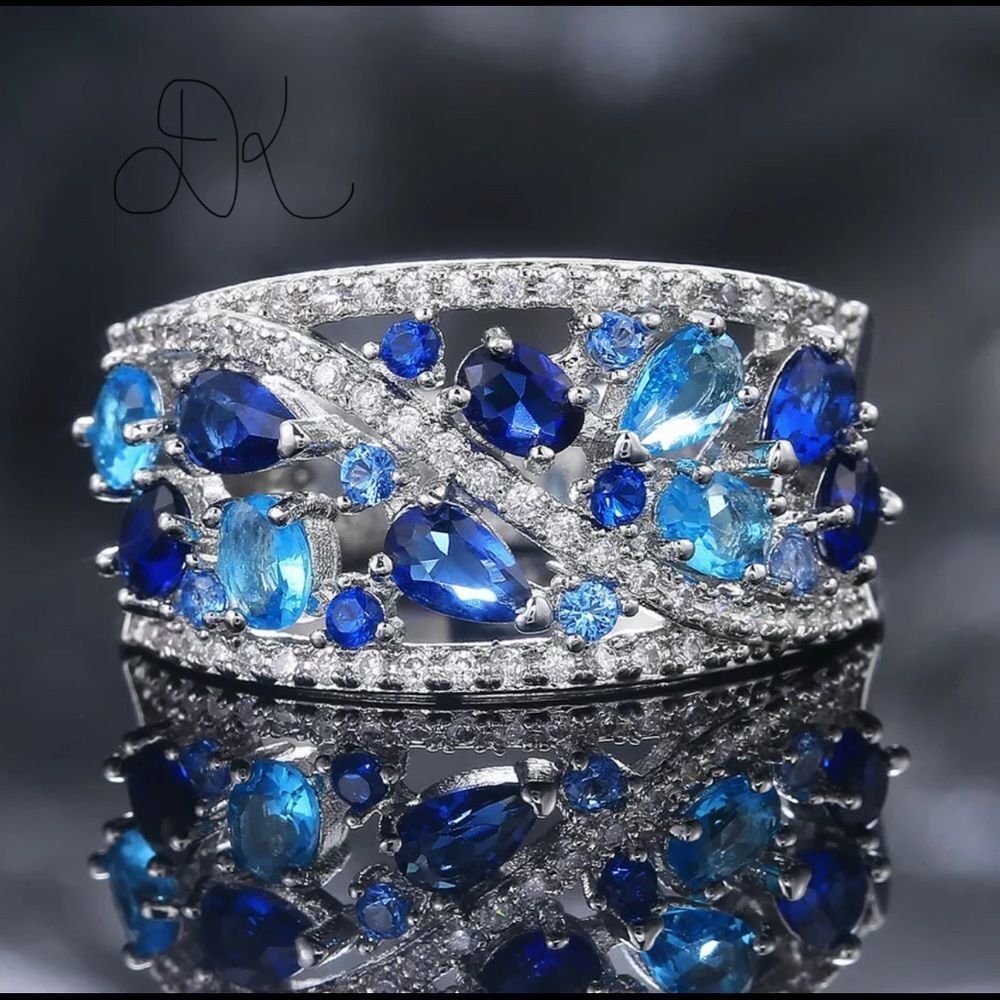 Silver Elegant Wedding Engagement Ri…